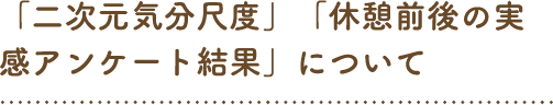 「二次元気分尺度」「休憩前後の実感アンケート結果」について